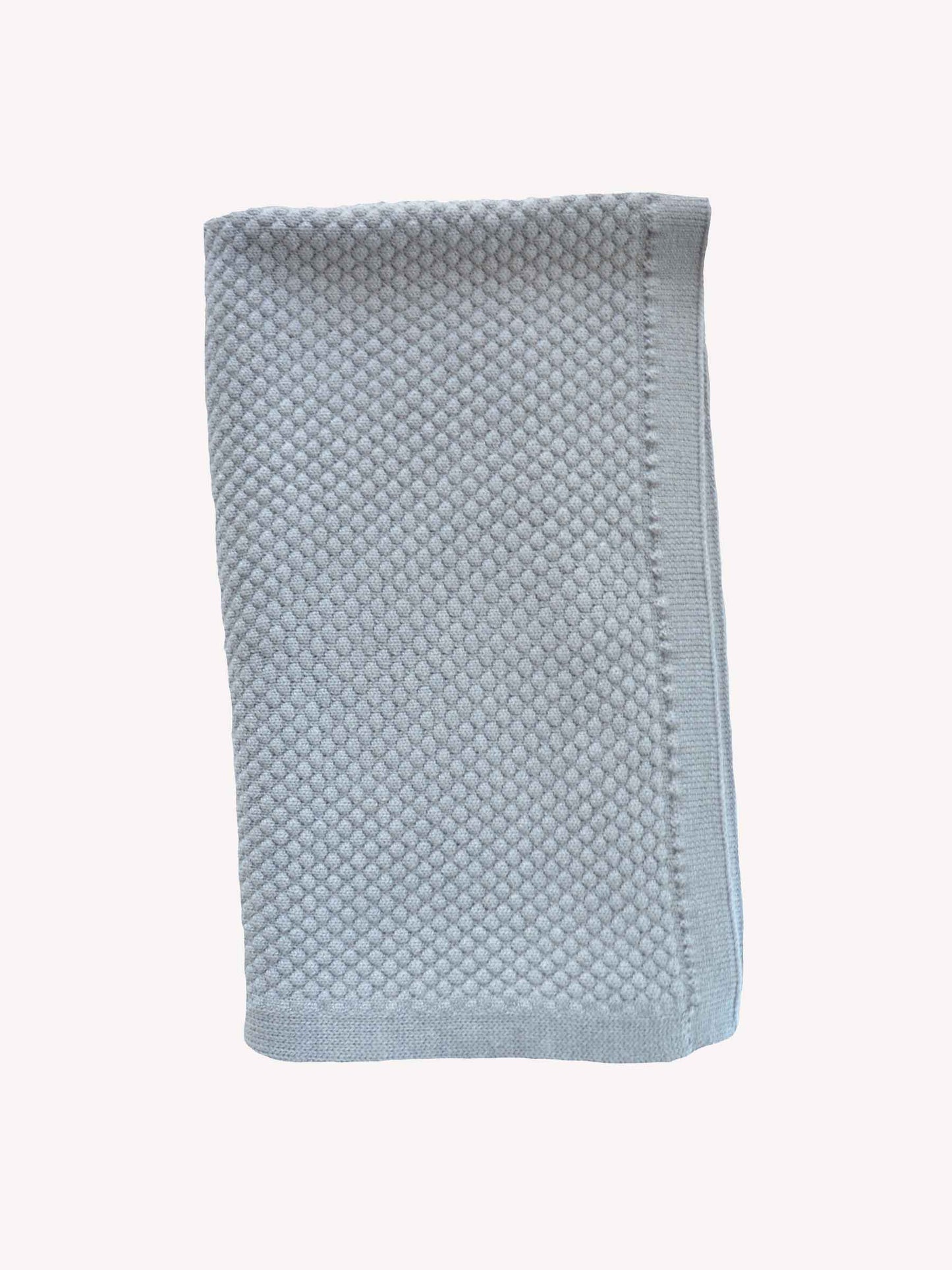 Nui Organics Koha Merino Baby Blanket in Silver — textured knit 100% merino wool baby blanket.