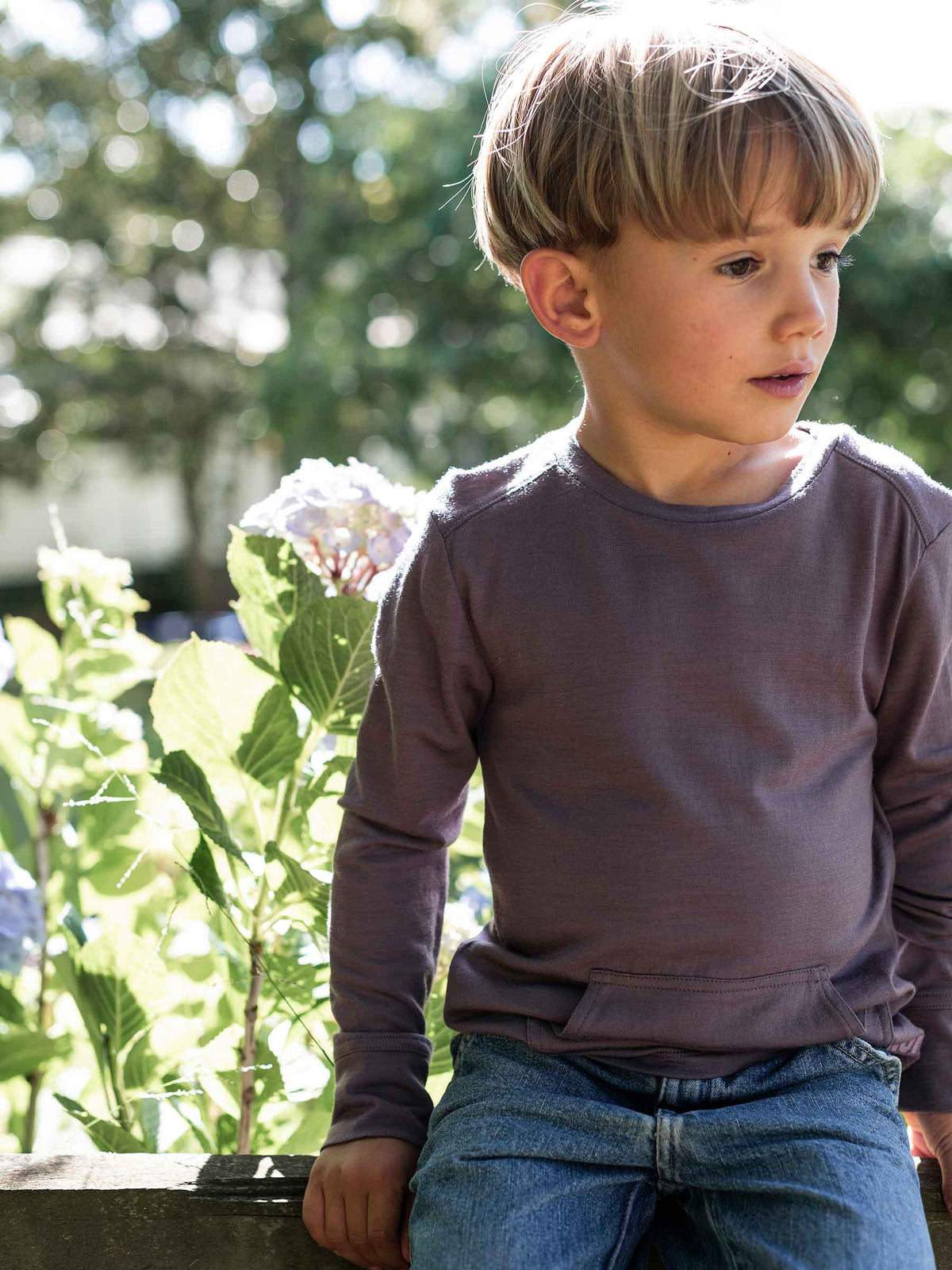 Child Tihoi Merino Crew Plum