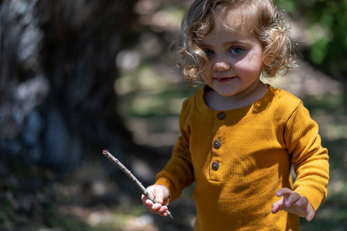 Waffle Baby Henley Bronze
