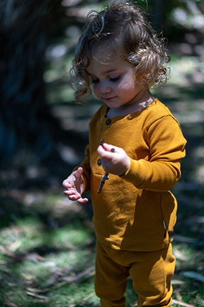 Waffle Baby Henley Bronze
