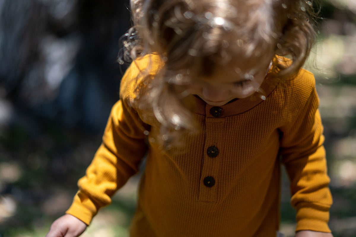 Waffle Baby Henley Bronze