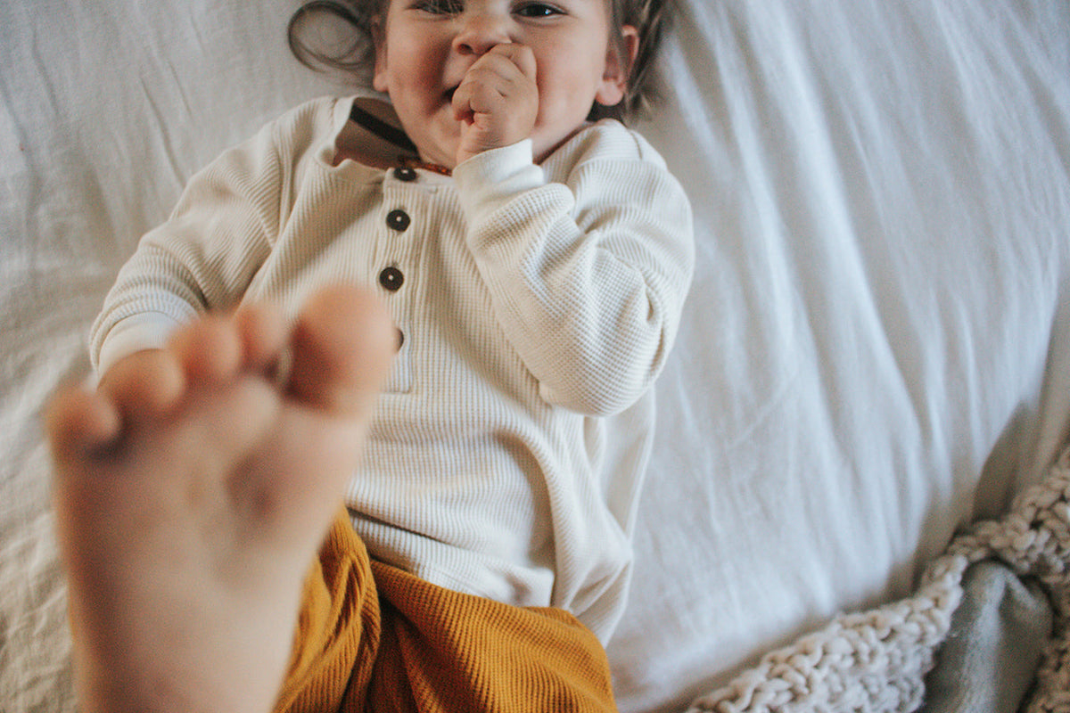 Waffle Baby Henley Bone