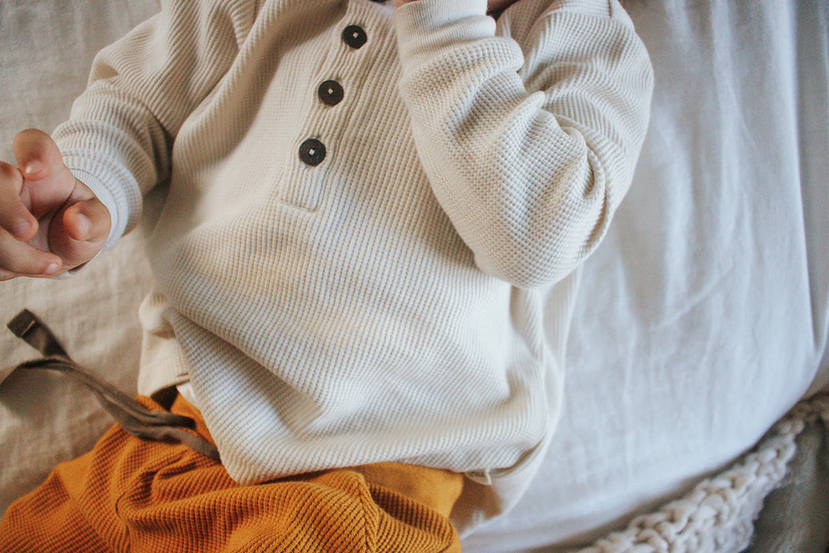 Waffle Baby Henley Bone