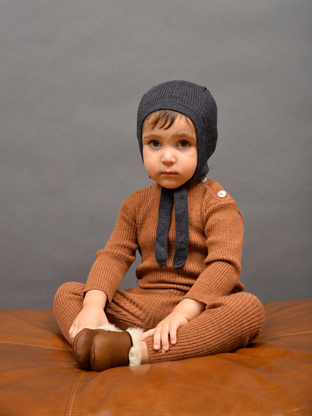 Rib Knit Pilot Cap Charcoal