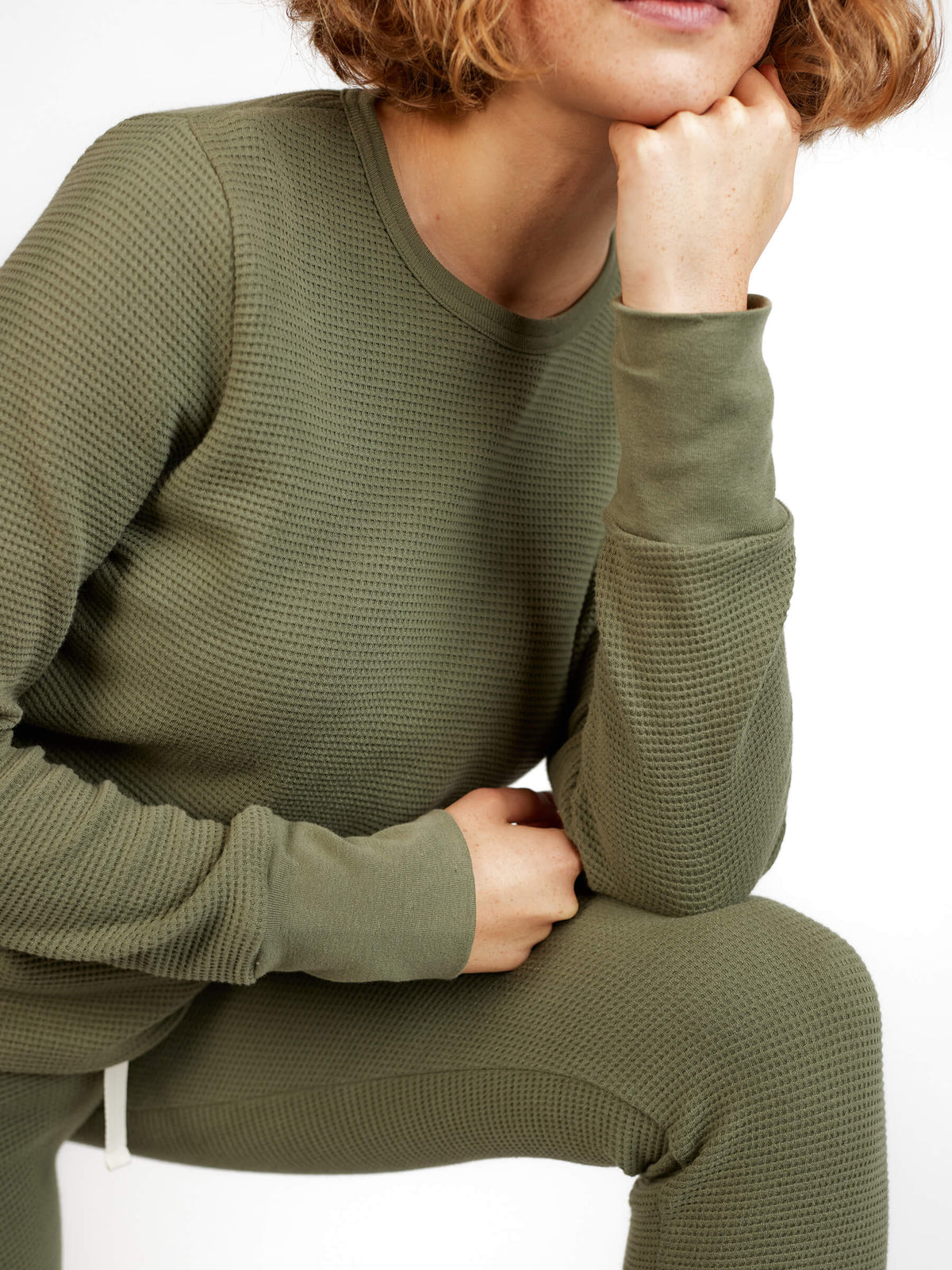 Women's Fat Waffle Crew Moss