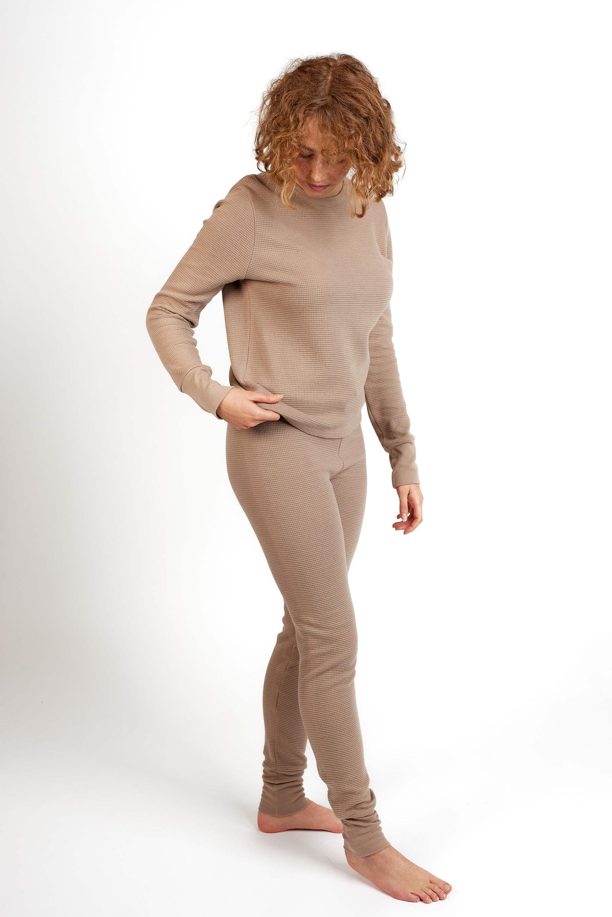Women's Fat Waffle Leggings Stucco