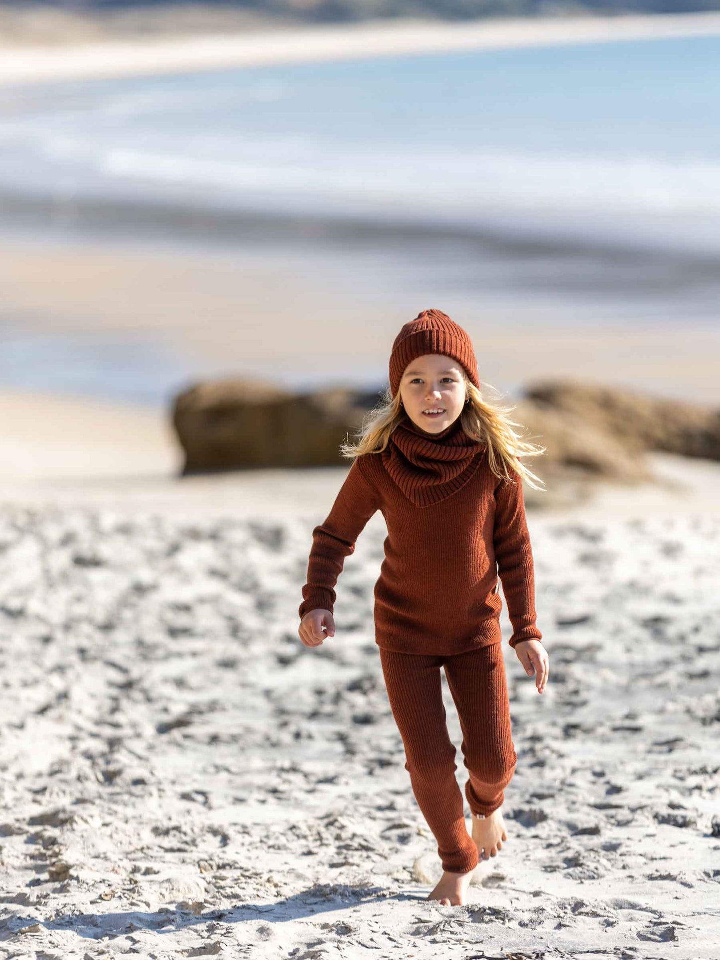 Child Knit Leggings Rust
