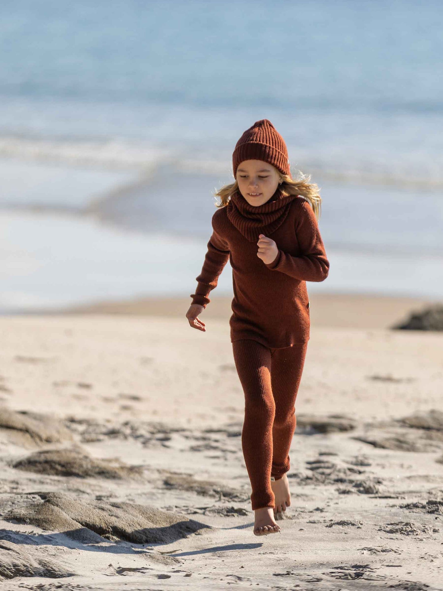 Child Knit Leggings Rust
