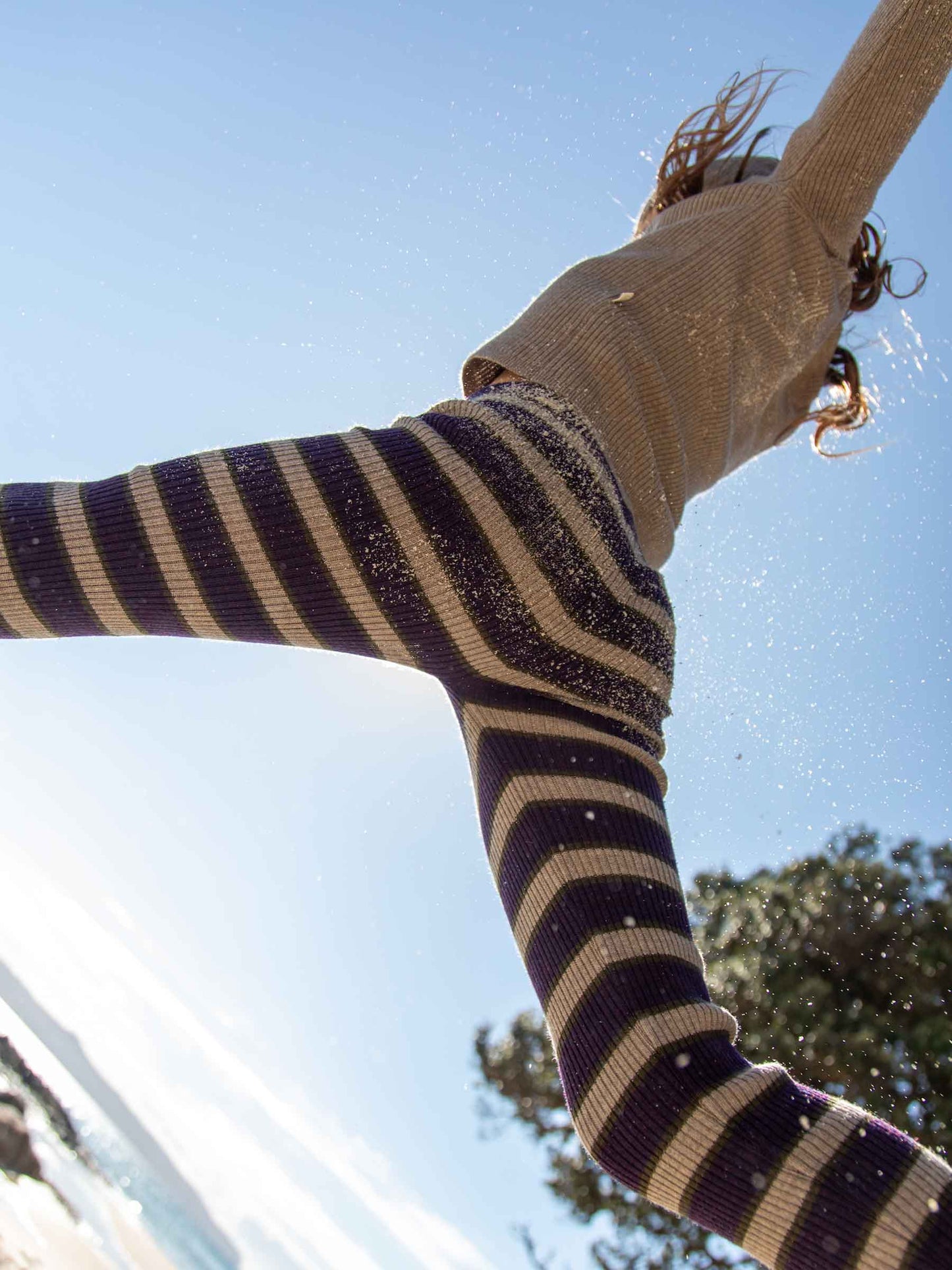 Child Knit Leggings Plum Stripe