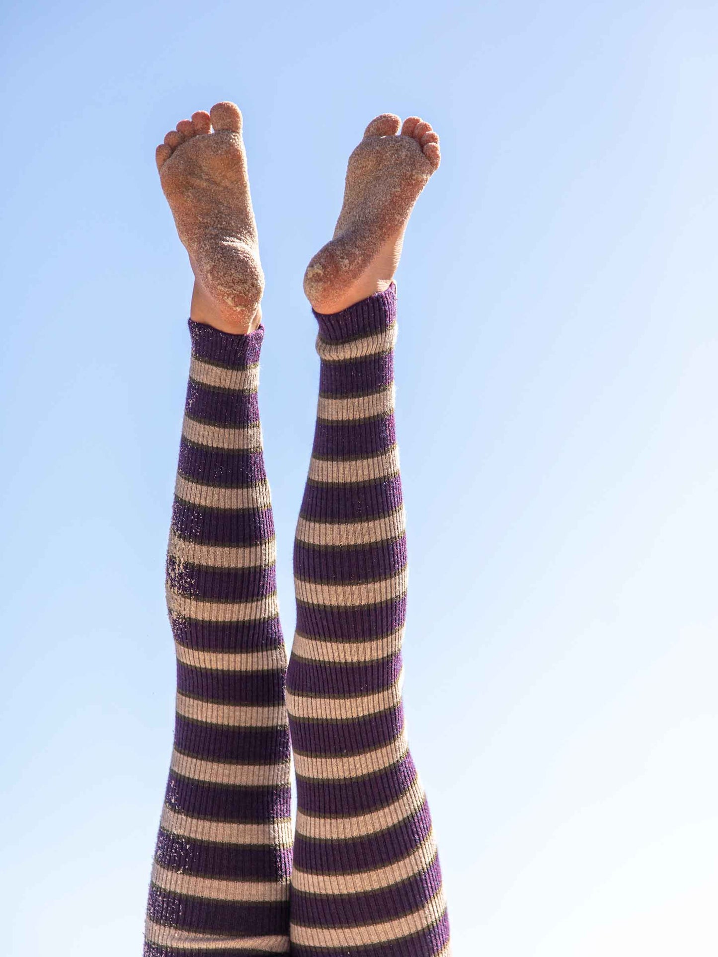 Child Knit Leggings Plum Stripe