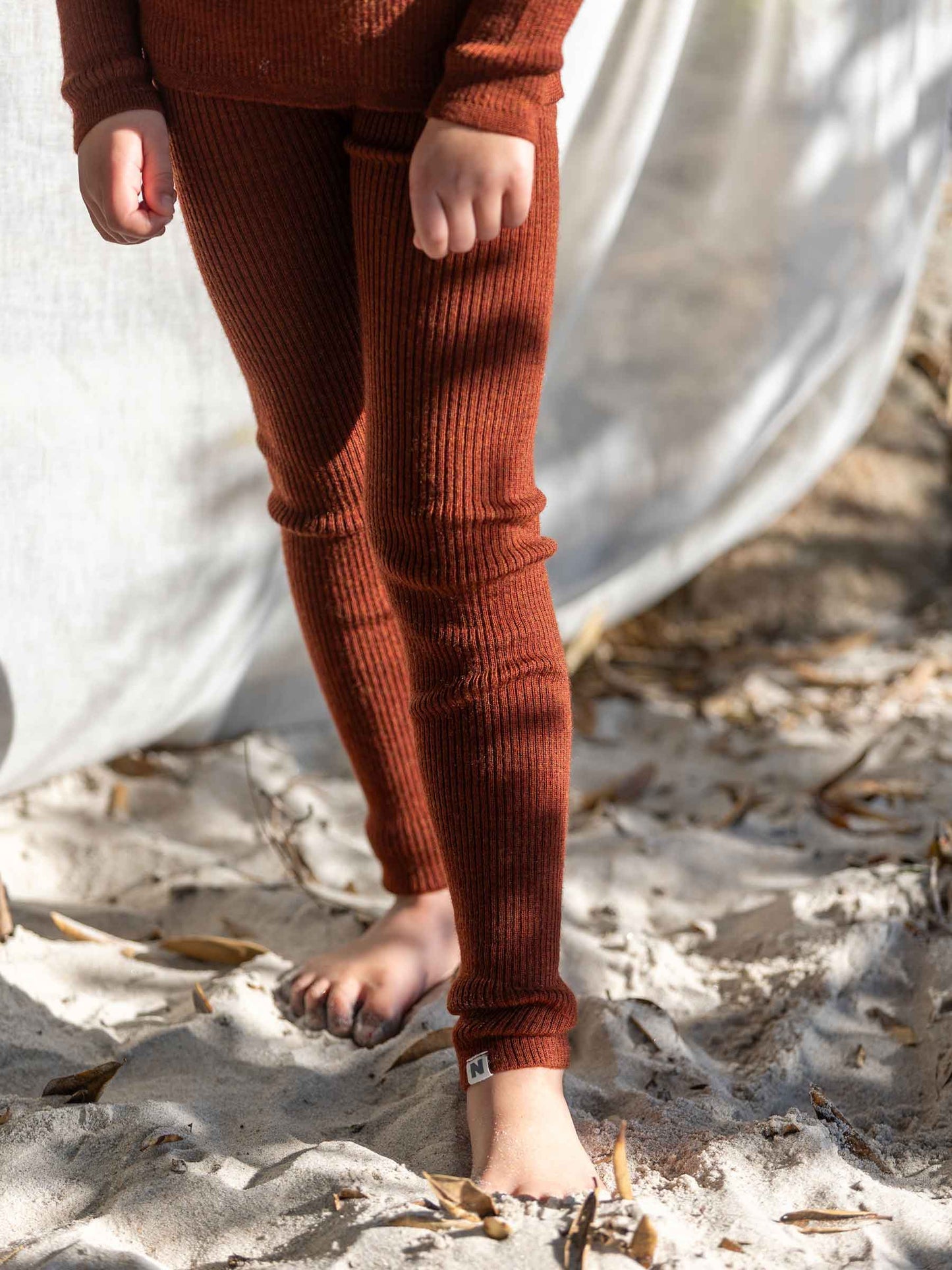 Child Knit Leggings Rust