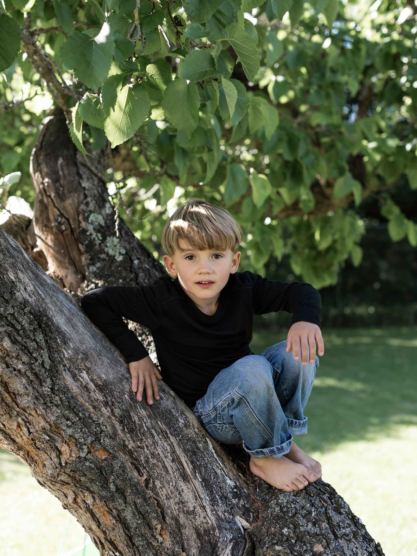 Child Tihoi Merino Crew Black
