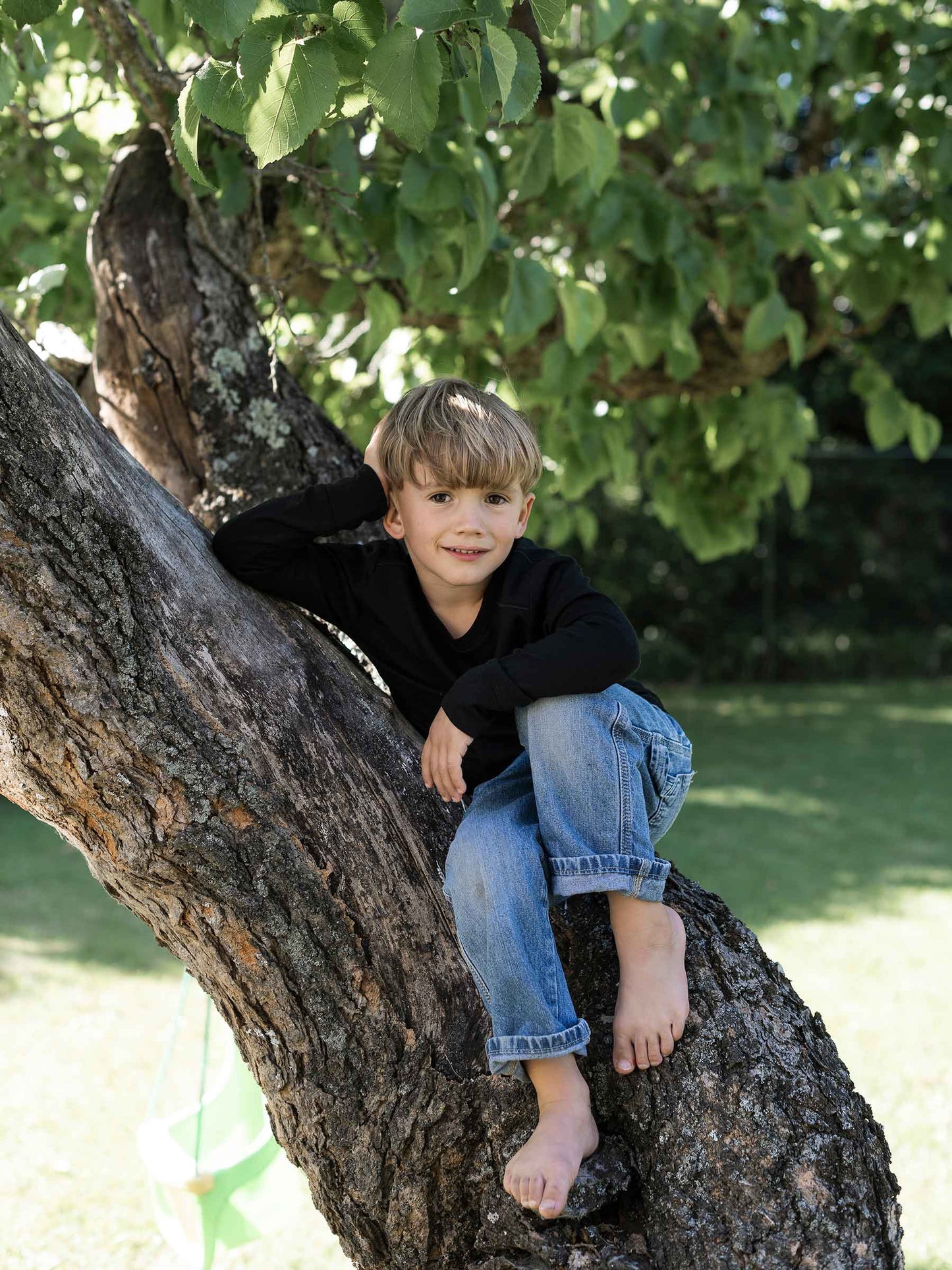 Child Tihoi Merino Crew Black