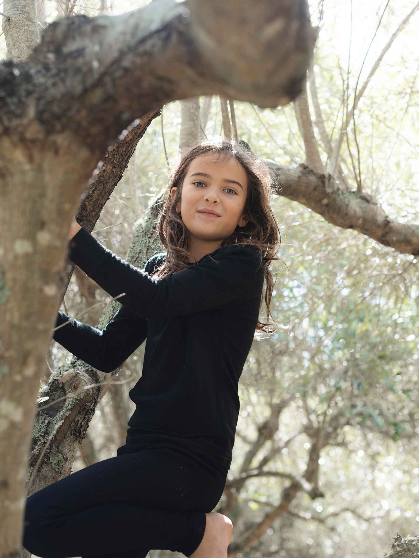 Child Tihoi Merino Crew Black