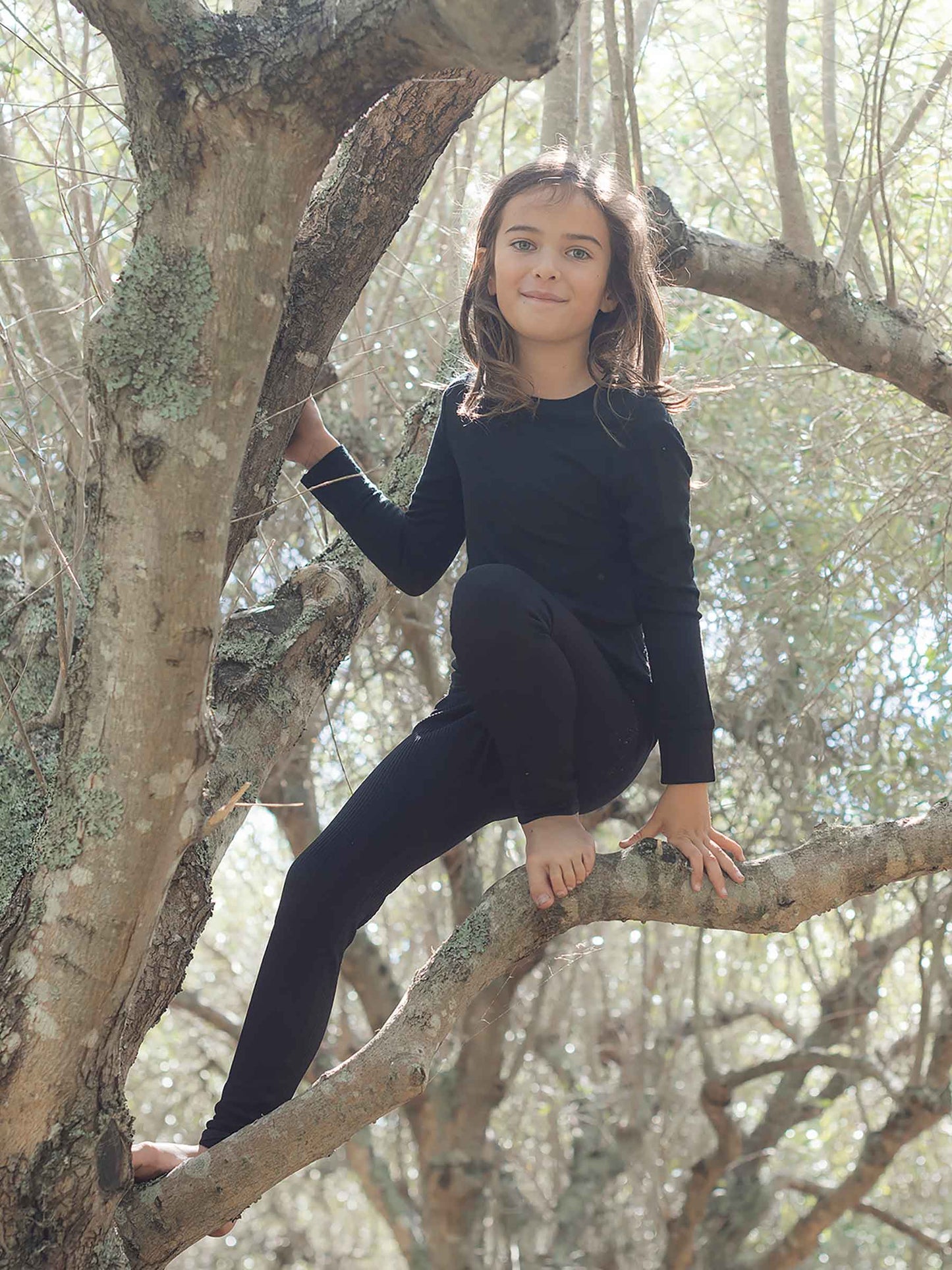 Child Tihoi Merino Crew Black