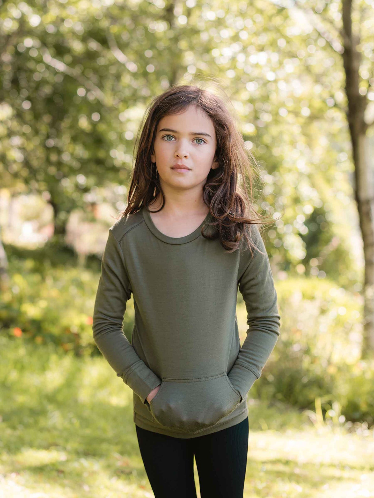 Child Tihoi Merino Crew Moss