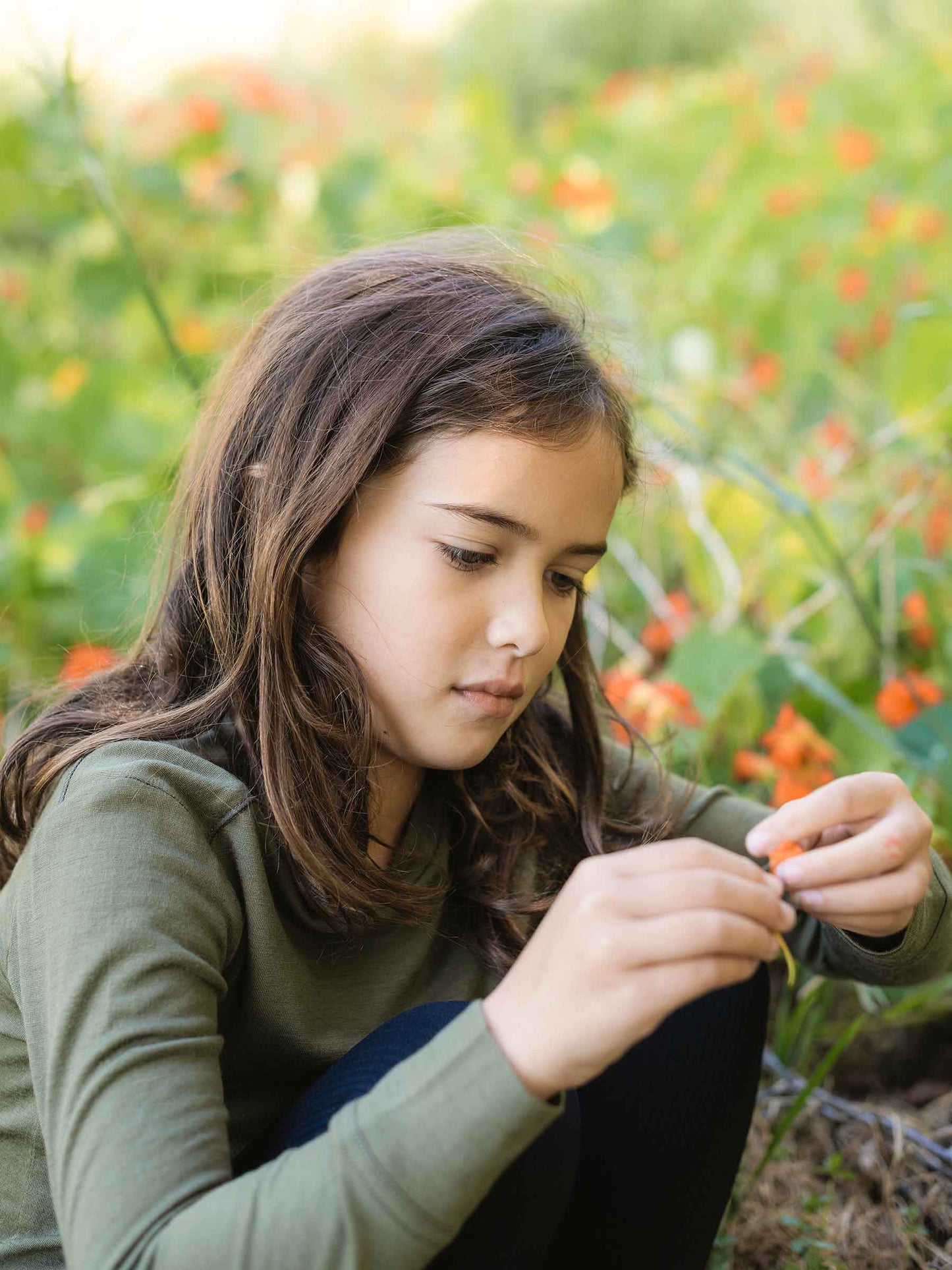 Child Tihoi Merino Crew Moss