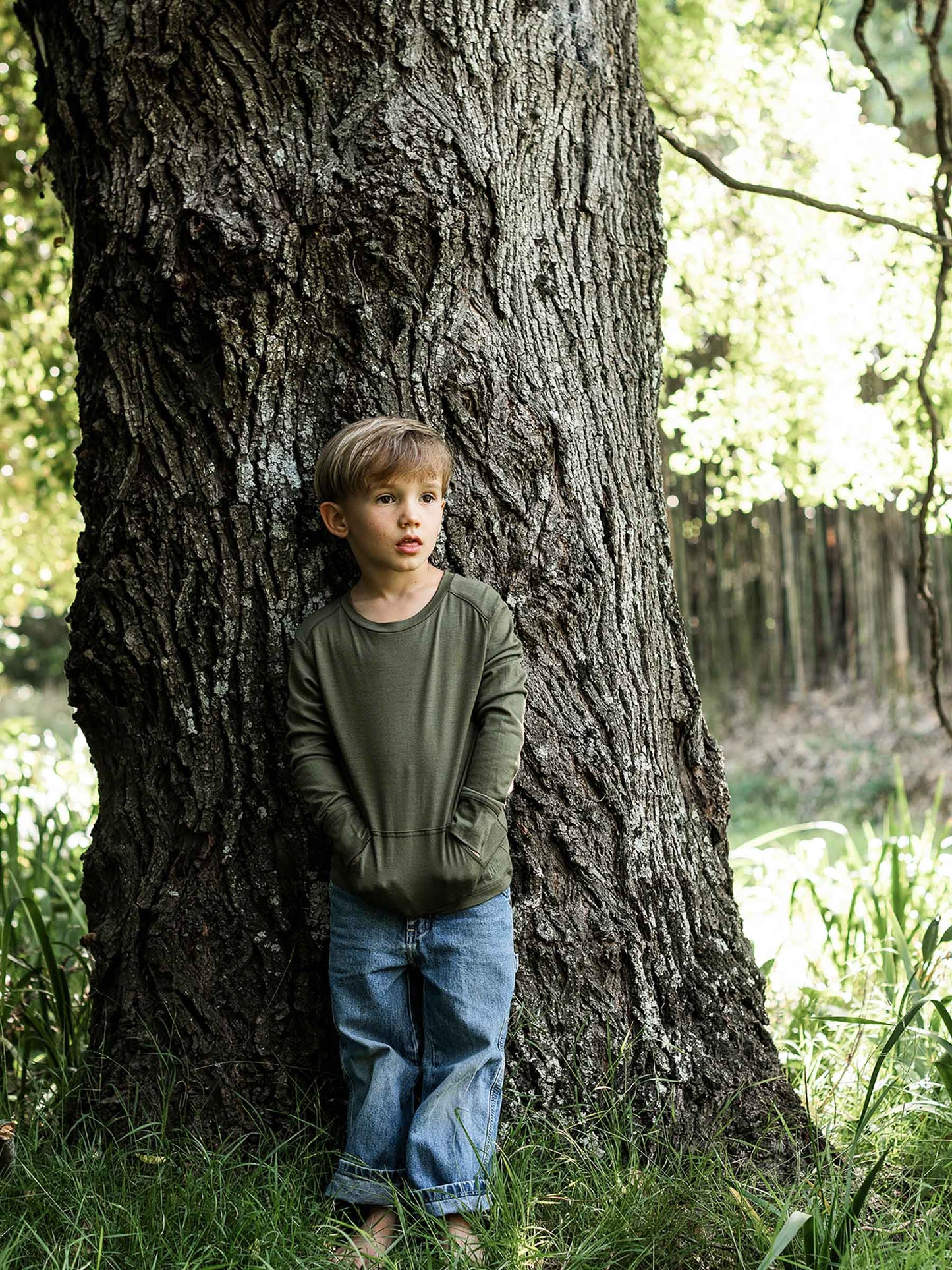 Child Tihoi Merino Crew Moss