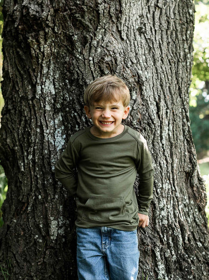 Child Tihoi Merino Crew Moss