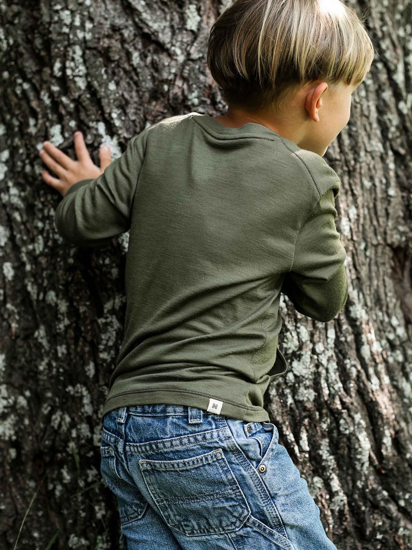 Child Tihoi Merino Crew Moss
