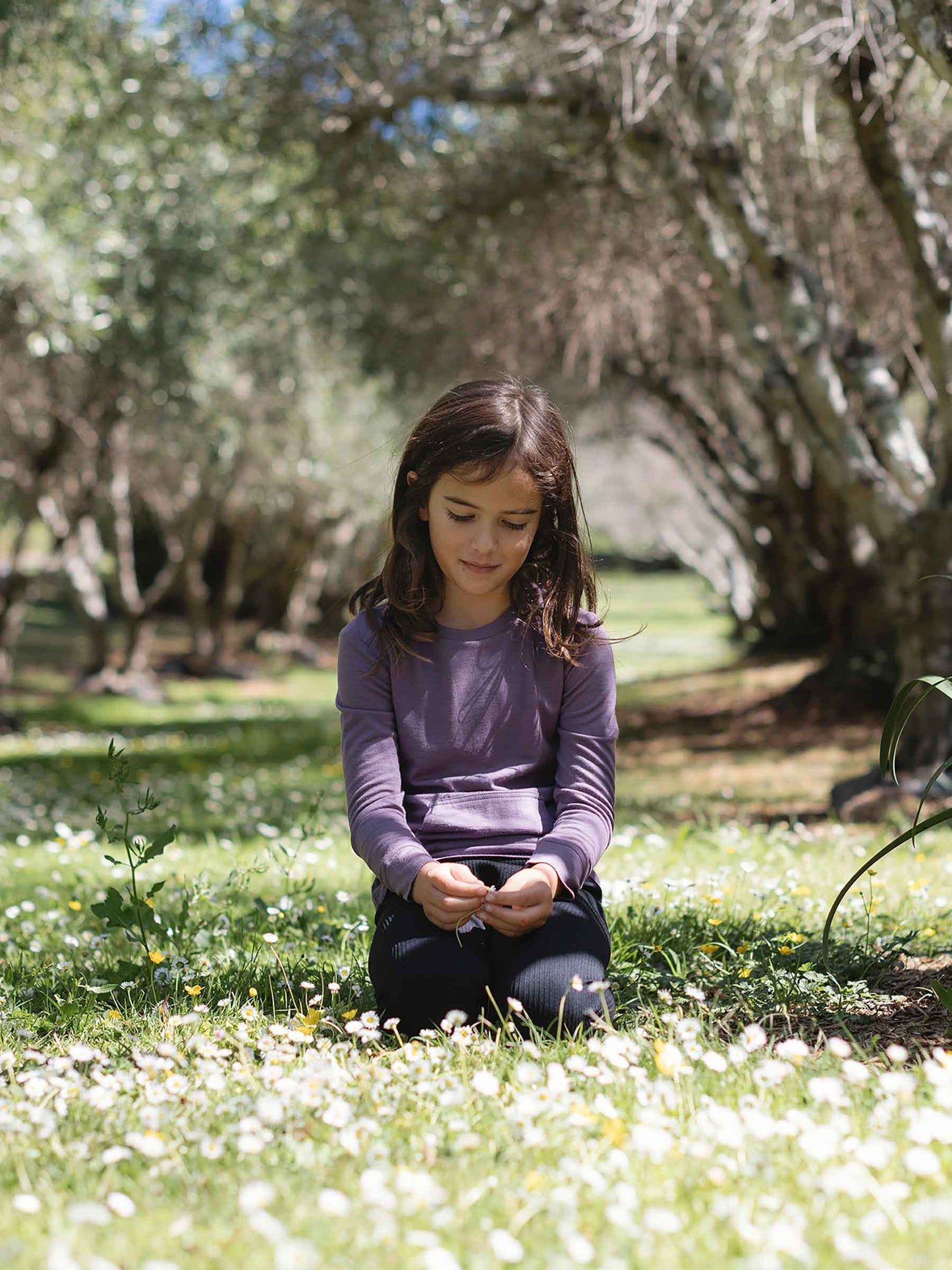 Child Tihoi Merino Crew Plum