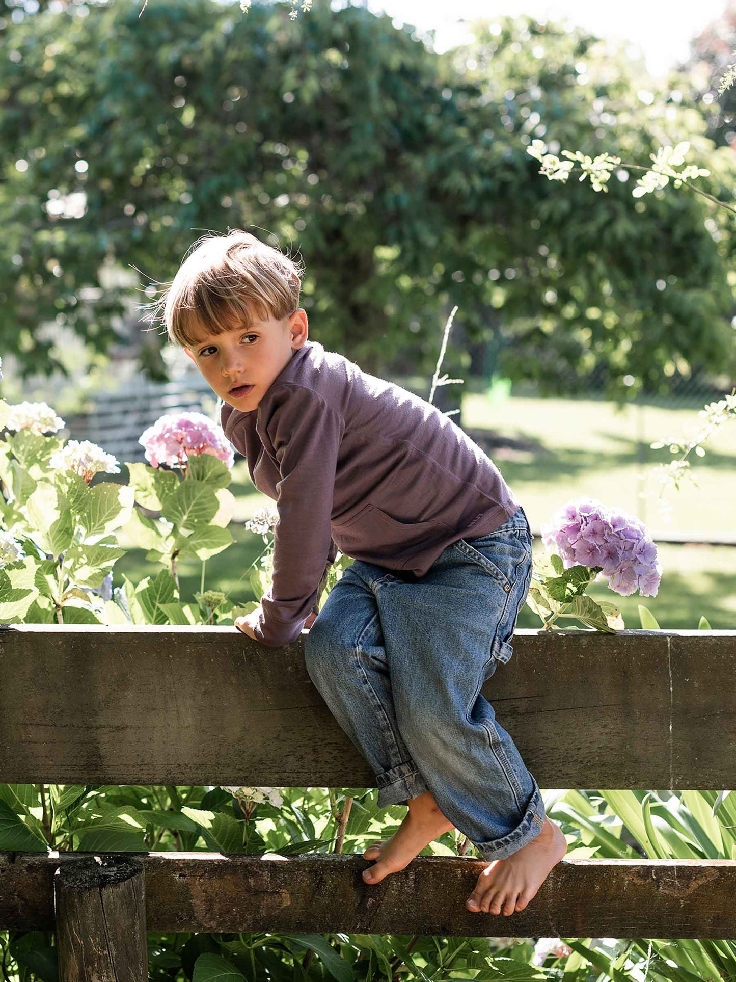 Child Tihoi Merino Crew Plum