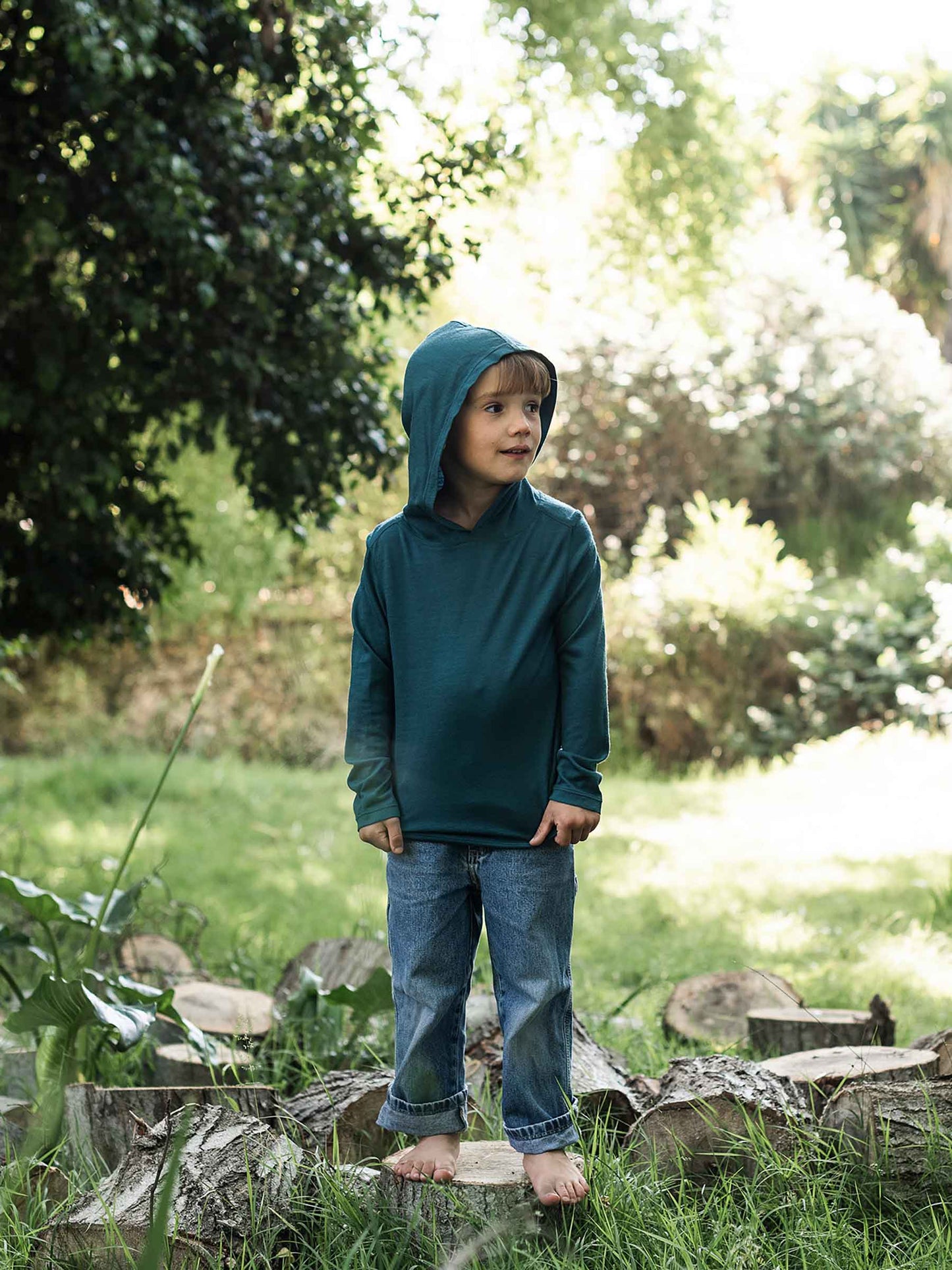 Child Trailhead Merino Hoodie Deep Sea