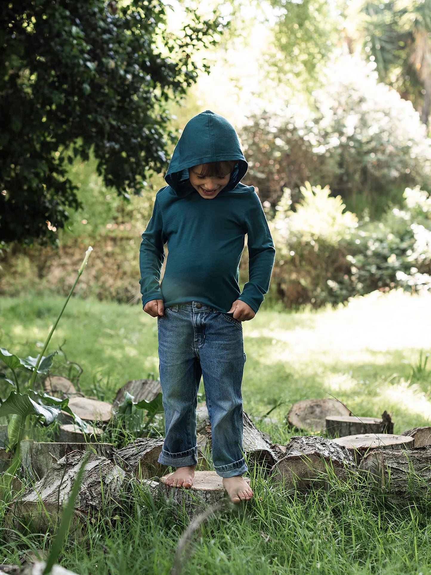 Child Trailhead Merino Hoodie Deep Sea