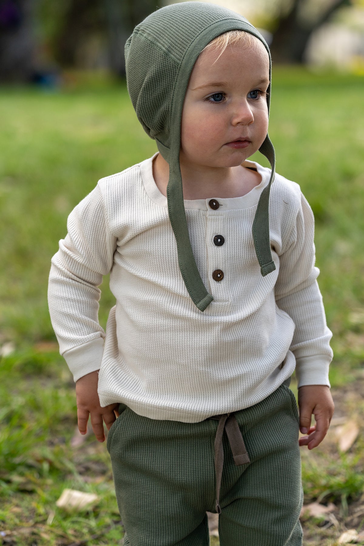 Waffle Pilot Cap Moss