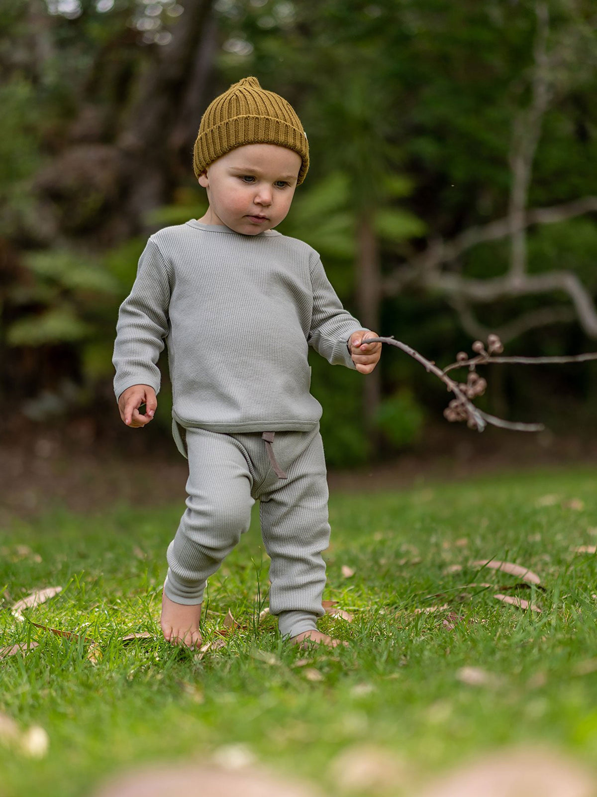 Waffle Baby Leggings Stone