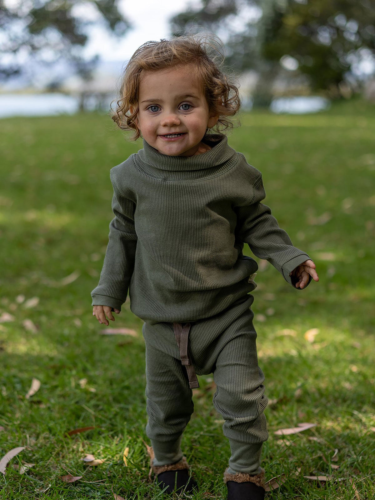 Waffle Baby Skivvy Moss
