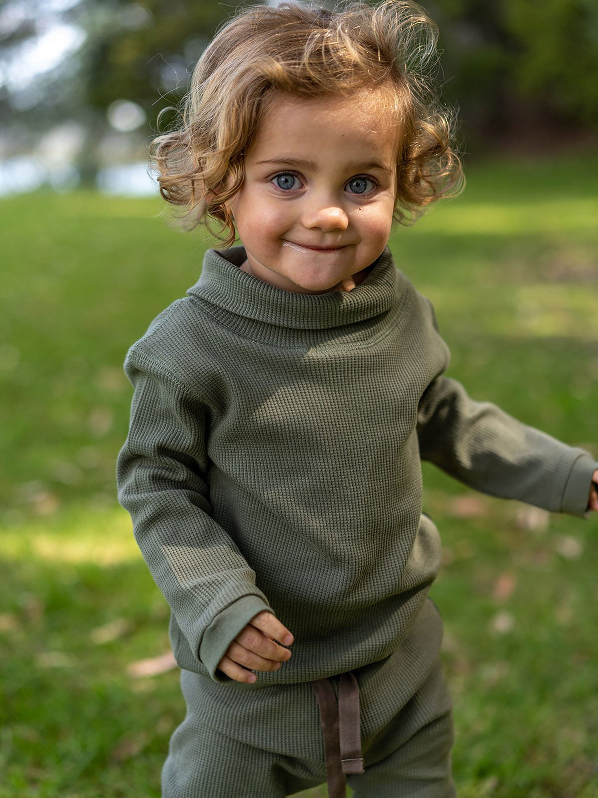 Waffle Baby Skivvy Moss
