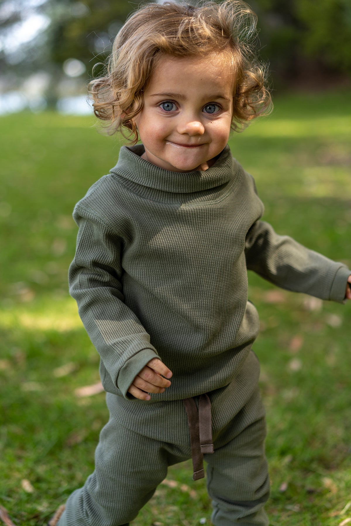 Waffle Baby Leggings Moss