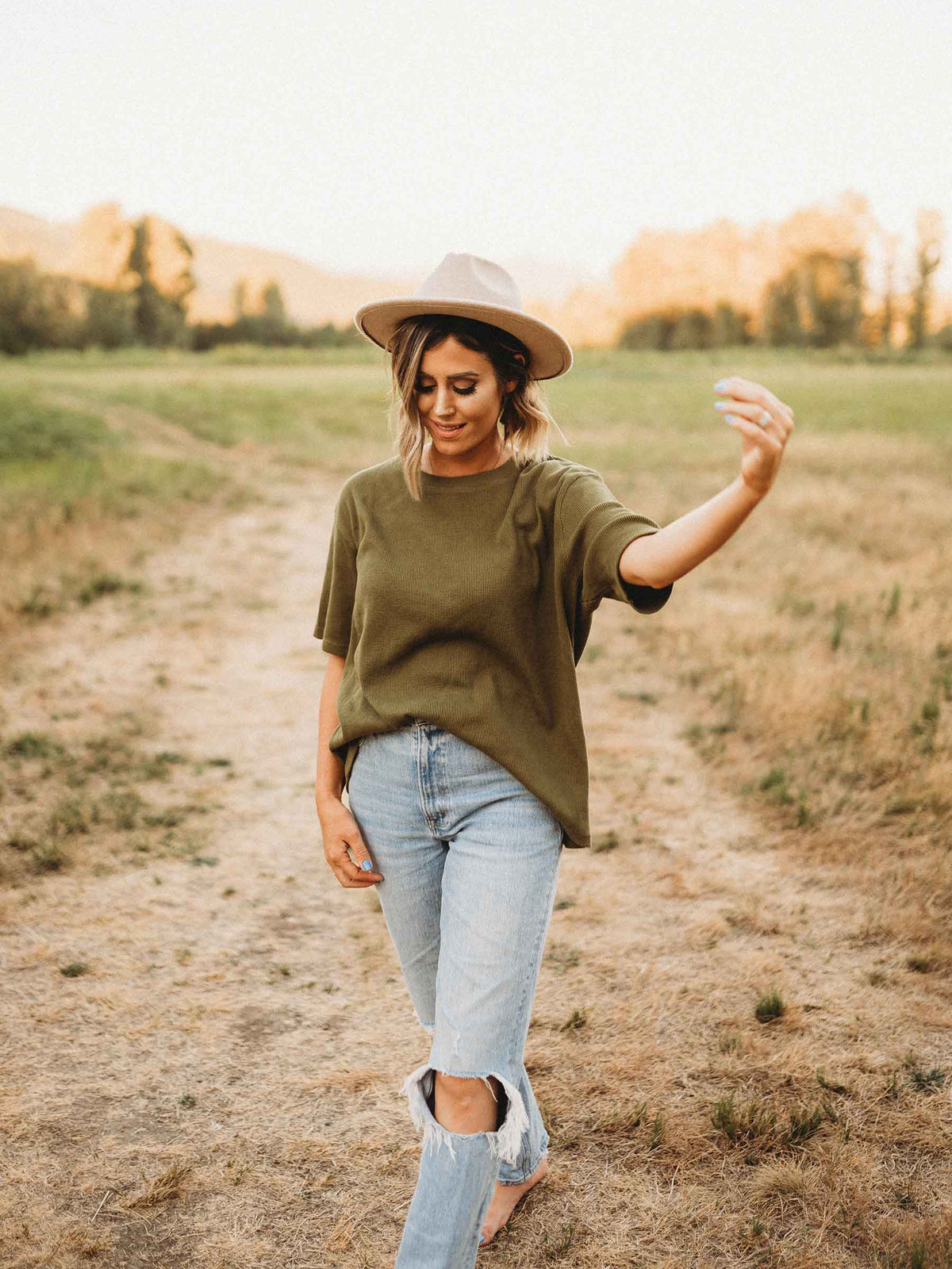 Women's Waffle Tee Avocado